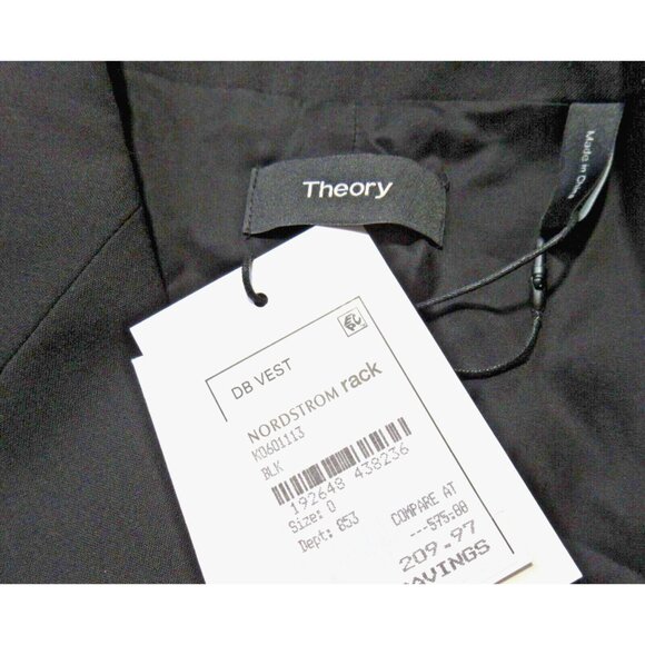 NWT Theory Double Breasted Vest Dress in Black Traceable Wool Sleeveless 0 - Picture 5 of 7